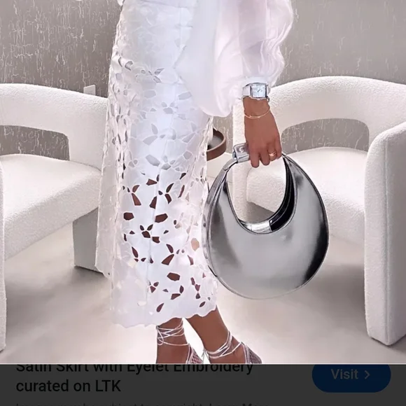 Elegant White Lace Midi Skirt - Picture 3 of 11